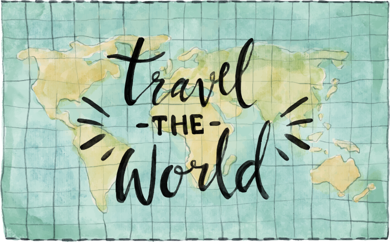 Carte du monde poster tapis vinyle voyage autour du monde - TenStickers
