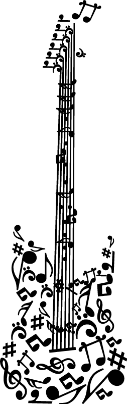 Affiche musique décorative guitare sur pentagramme - TenStickers