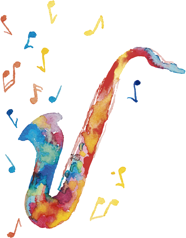 Affiche musique saxophone coloré - TenStickers