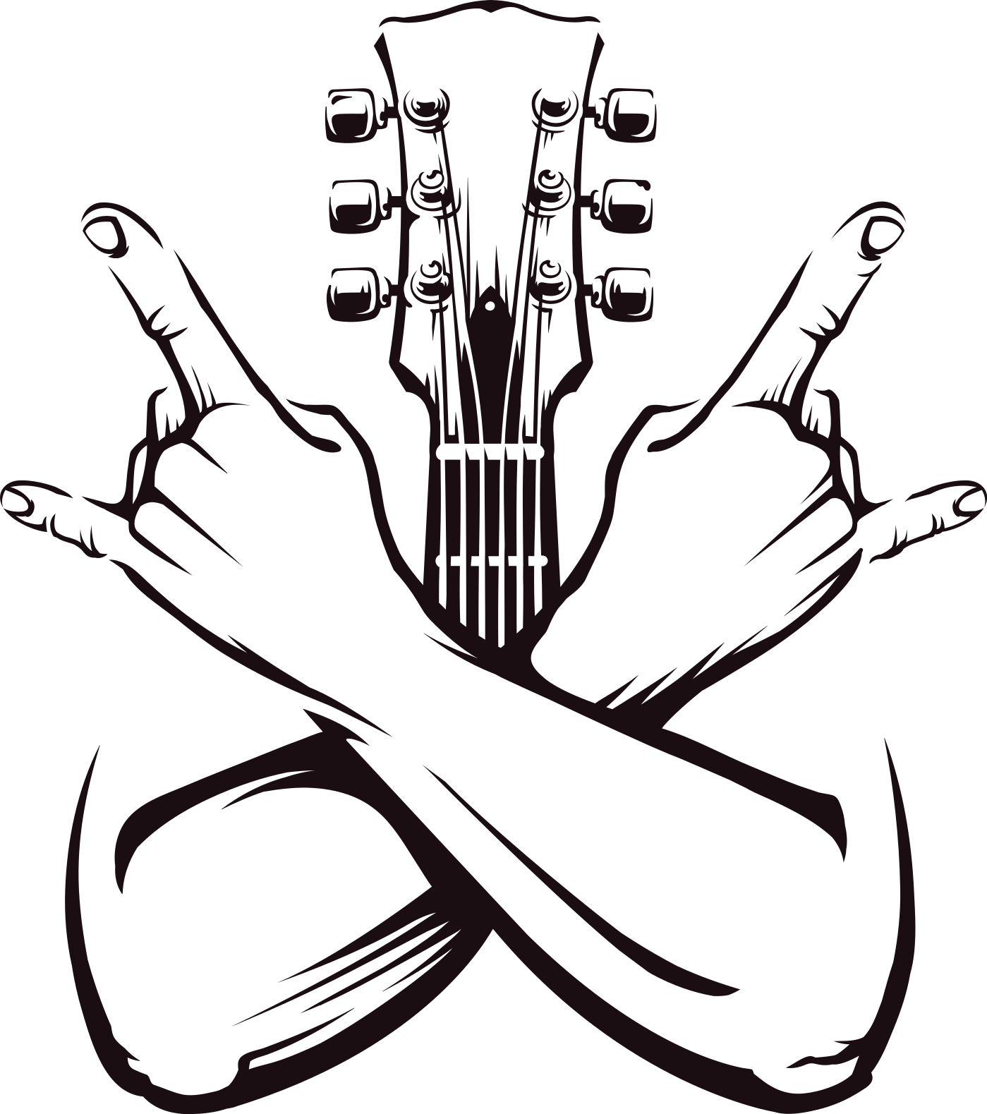 Affiche musique signe des mains croisées rock - TenStickers