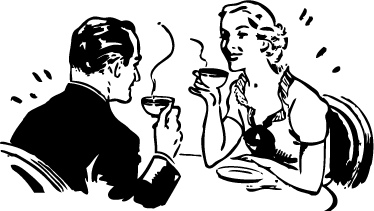Affiche vintage couple buvant du café - TenStickers