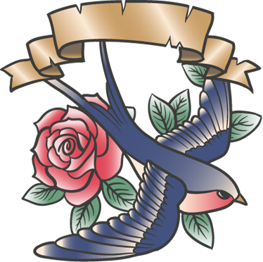 Affiche vintage tatouage oiseau rose et légende - TenStickers