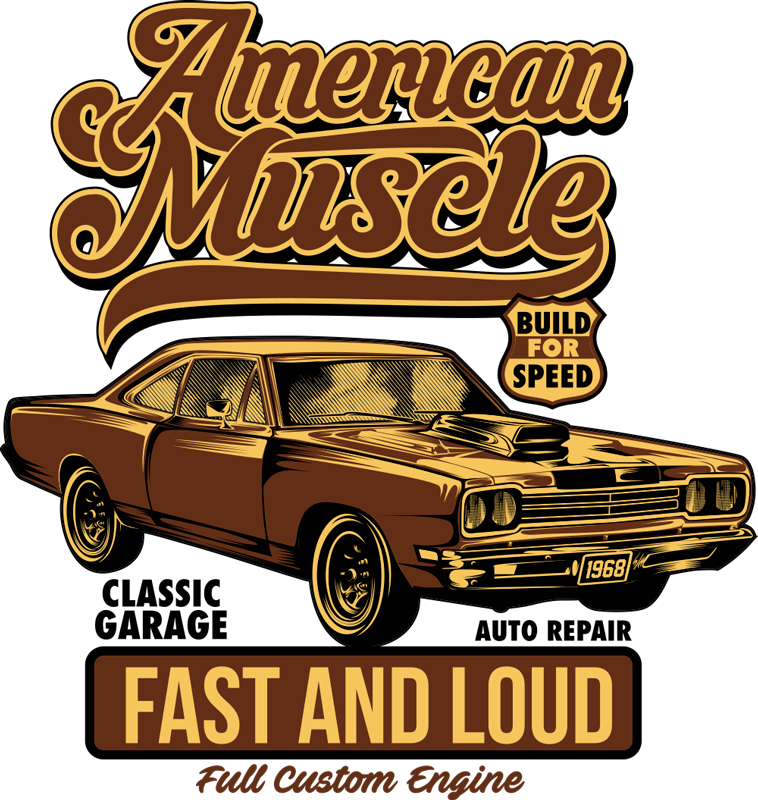 Affiche vintage voiture classique américaine - TenStickers