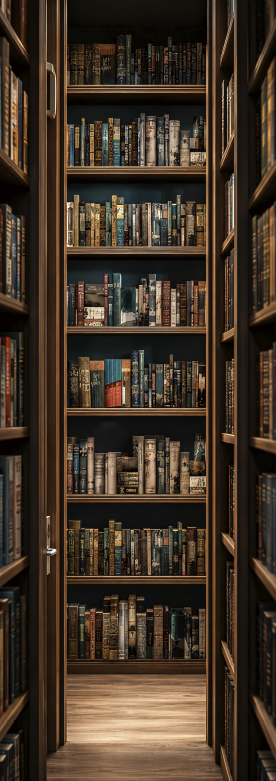 Affiche vintage couloir à travers une bibliothèque - TenStickers