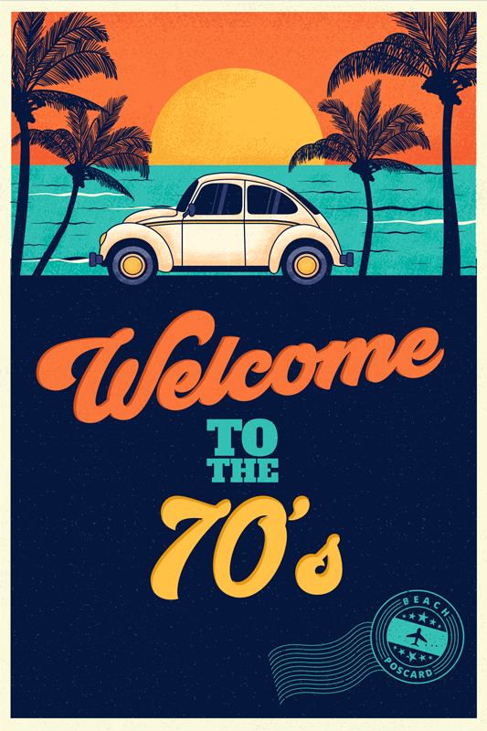 Affiche vintage autocollant bienvenue dans les années 70 - TenStickers