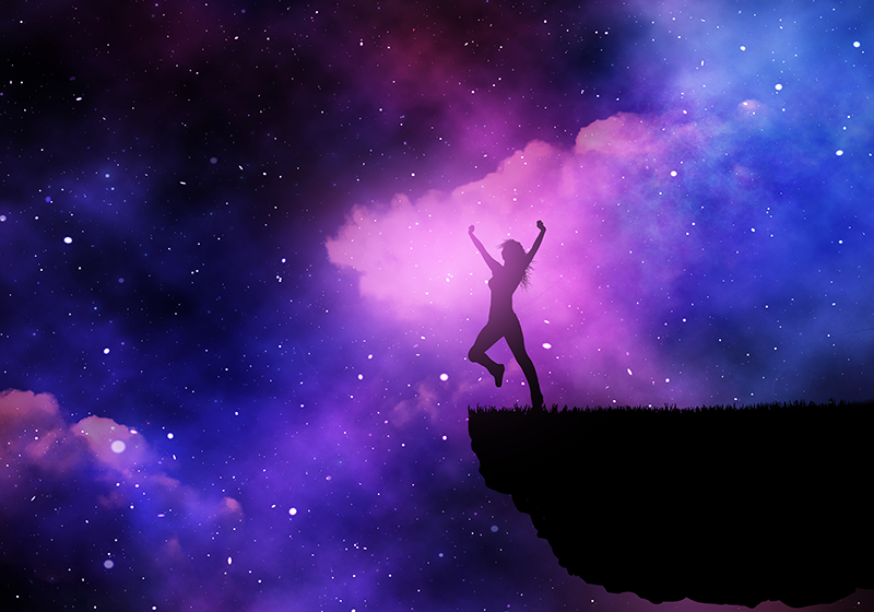 Poster paysage femme magnifique dans la galaxie - TenStickers