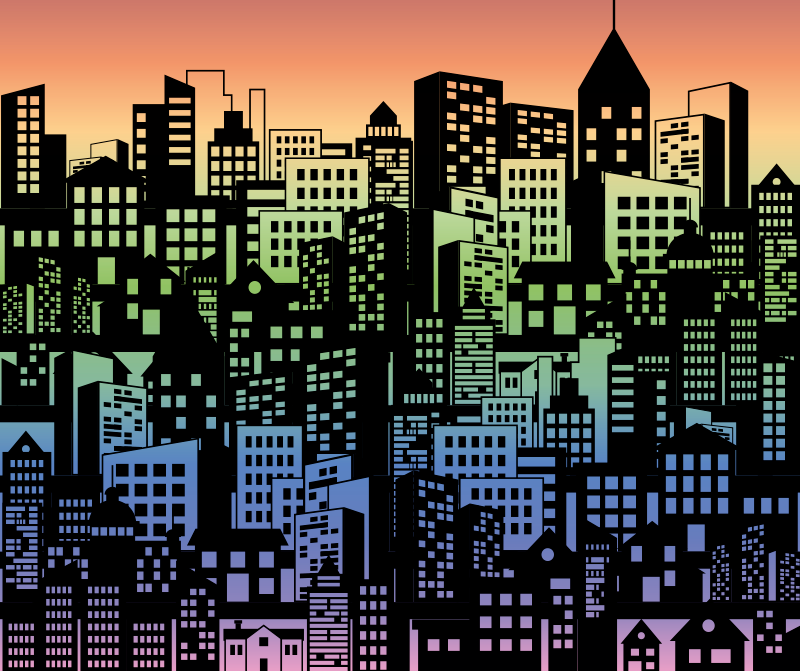 Poster paysage autocollant multicolore pour porte de placard - TenStickers