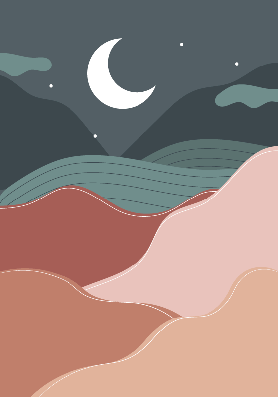 Poster paysage nuit bohème - TenStickers