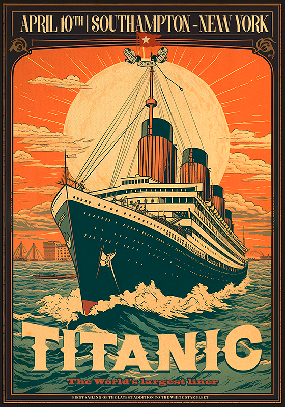 Affiche vintage voyage inaugural du titanic - TenStickers