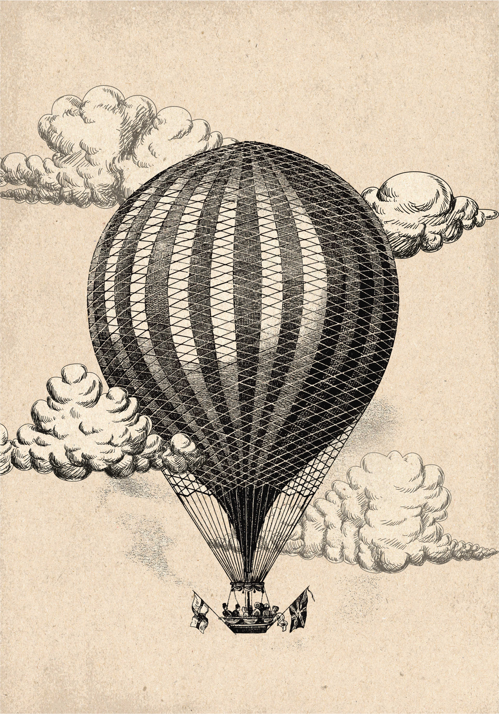 Affiche vintage montgolfière rétro - TenStickers