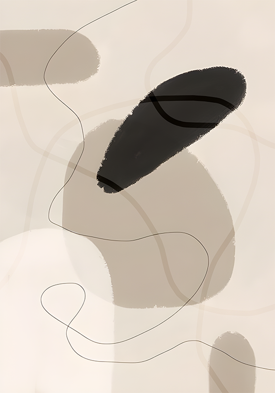 Affiche abstrait nuances et formes beiges - TenStickers