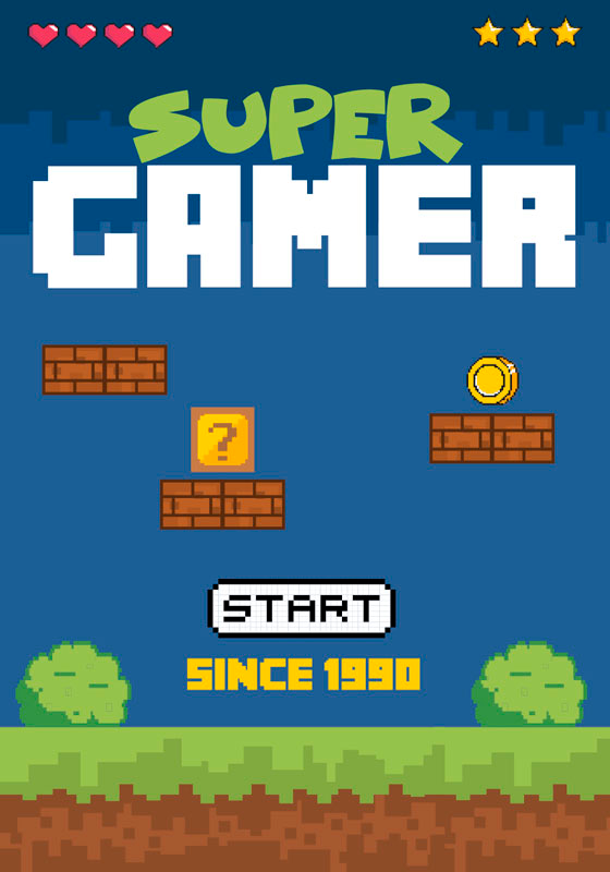Poster jeux vidéo "super gamer" style rétro - TenStickers