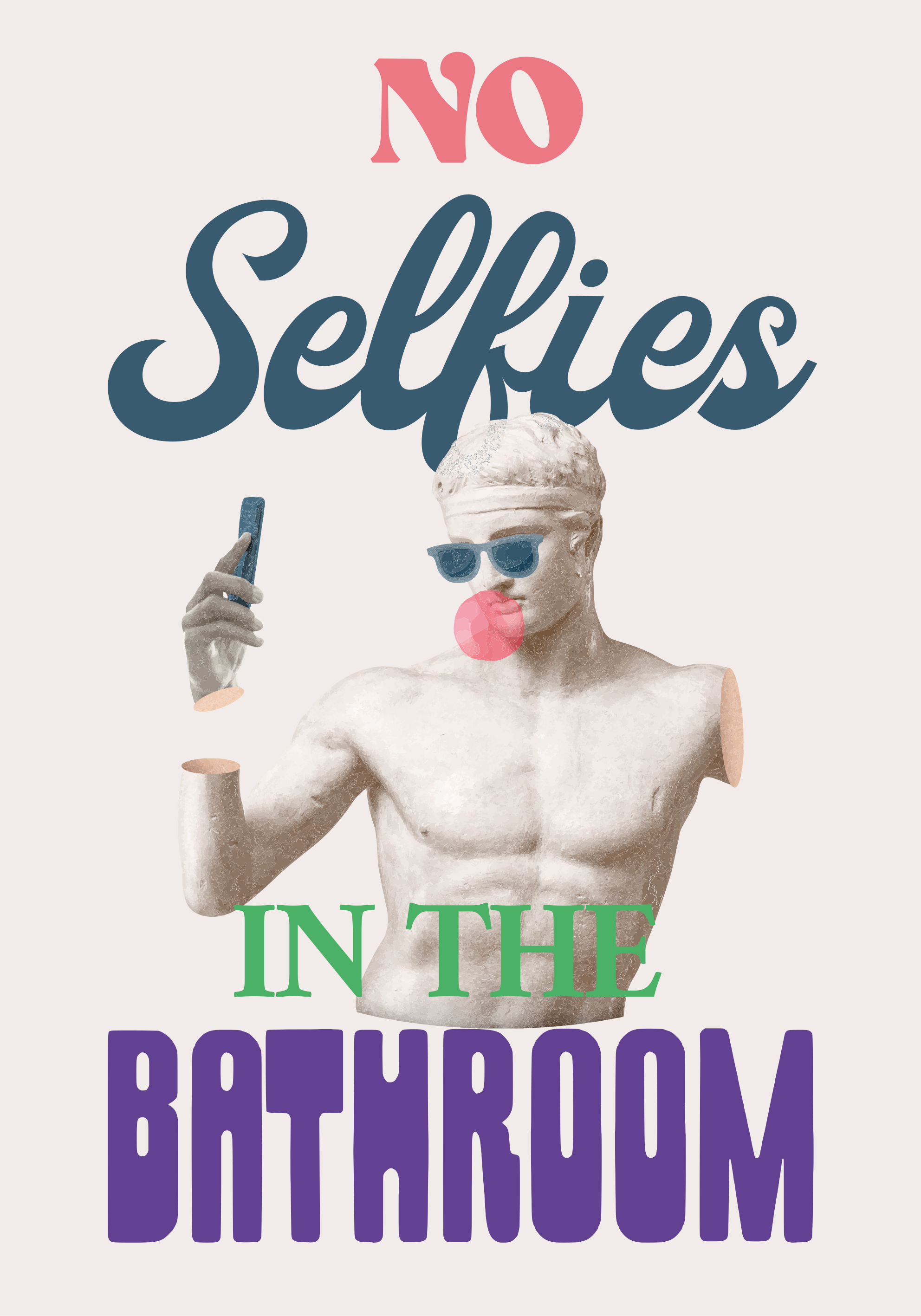 Poster phrases pas de selfies - TenStickers
