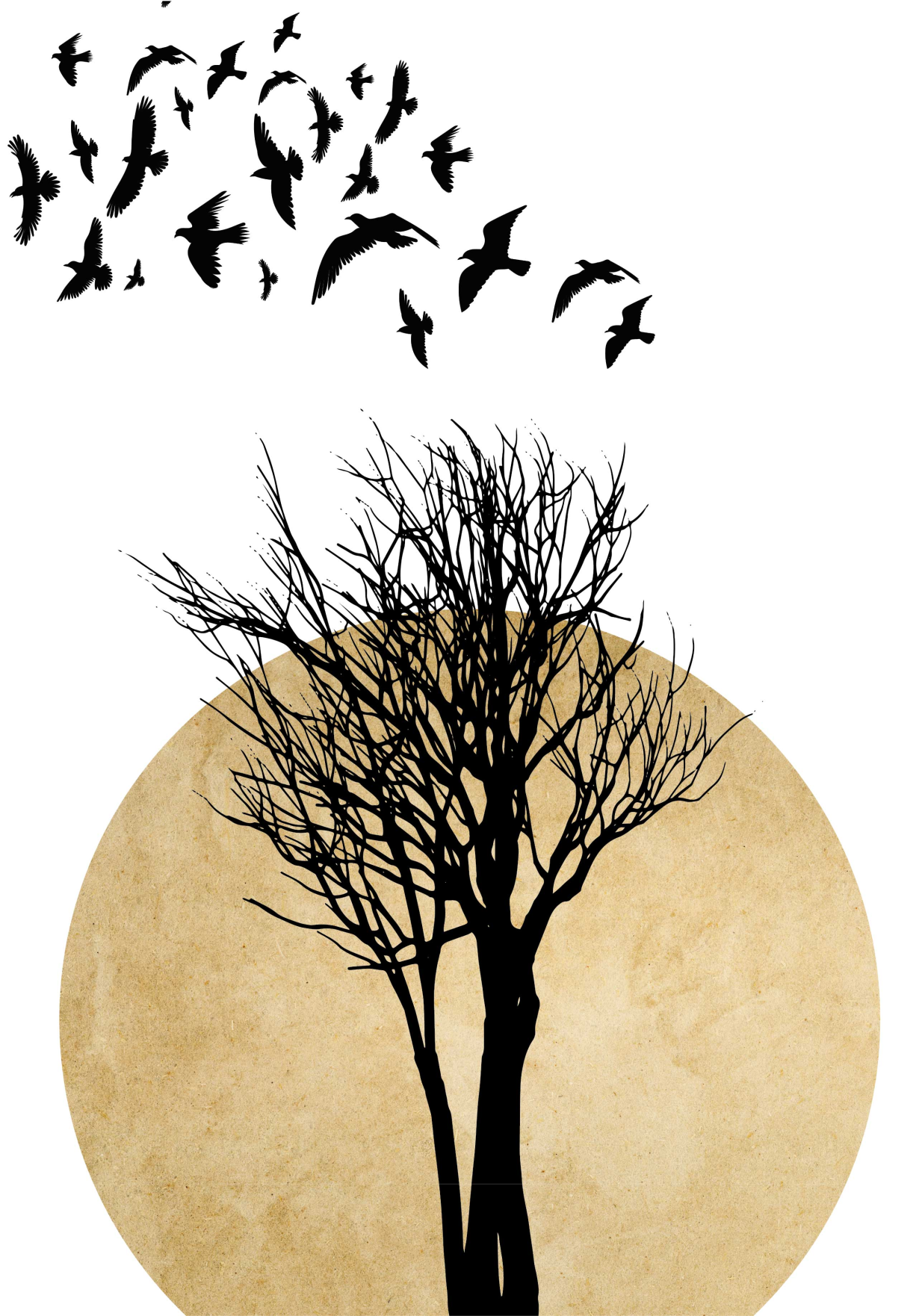 Poster arbre silhouette d'oiseaux - TenStickers