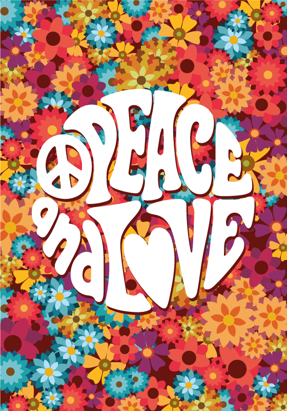 Affiche fleurs paix et amour - TenStickers