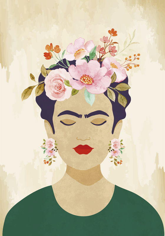 Affiche fleurs femme avec des fleurs - TenStickers