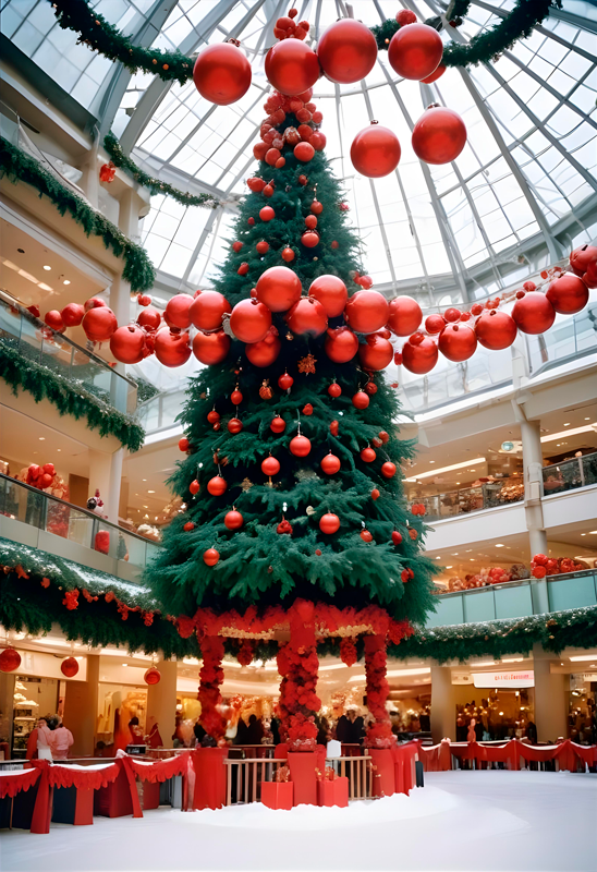 Affiche noël arbre dans le centre commercial - TenStickers