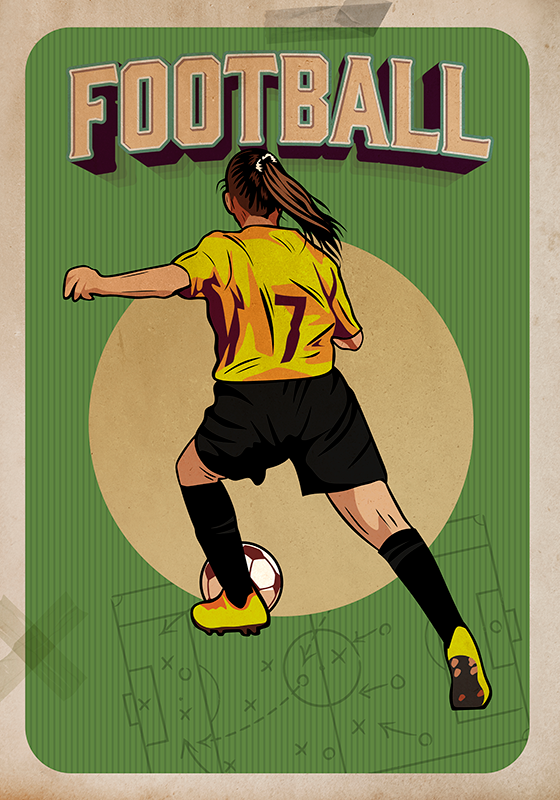 Affiche football femme rétro - TenStickers