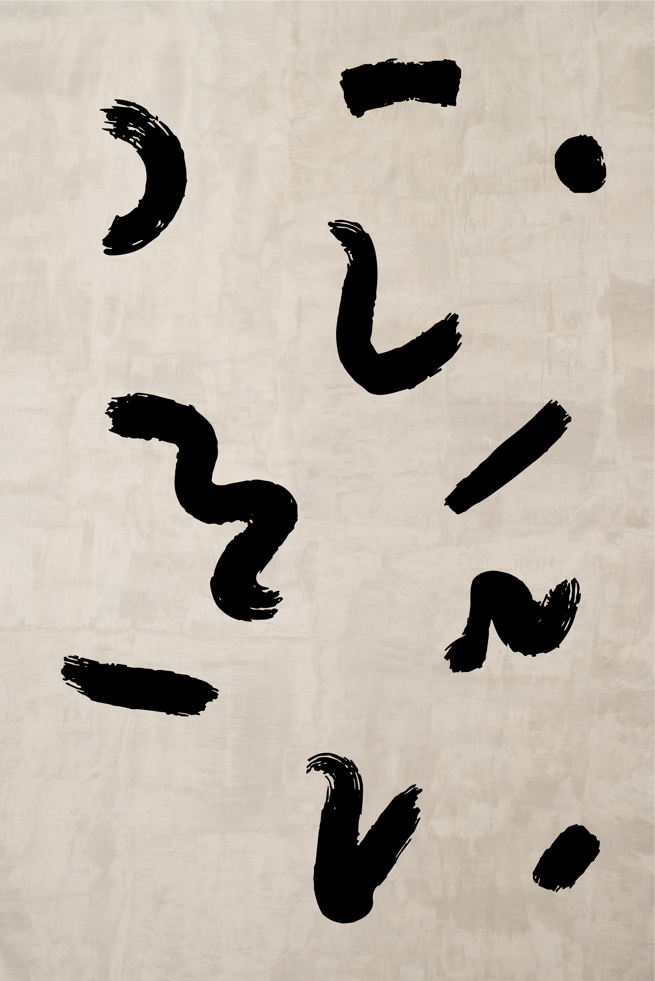 Affiche art formes de pinceau en noir - TenStickers