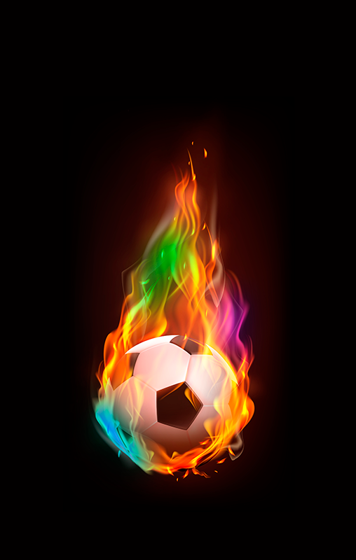 Affiche football boule de feu multicolore - TenStickers
