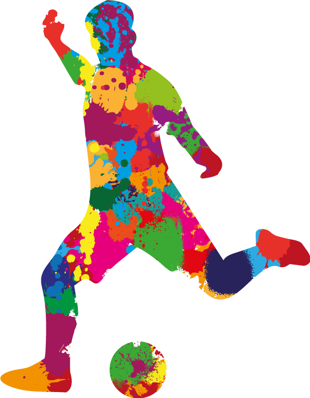Affiche football joueur éclaboussures de couleurs - TenStickers