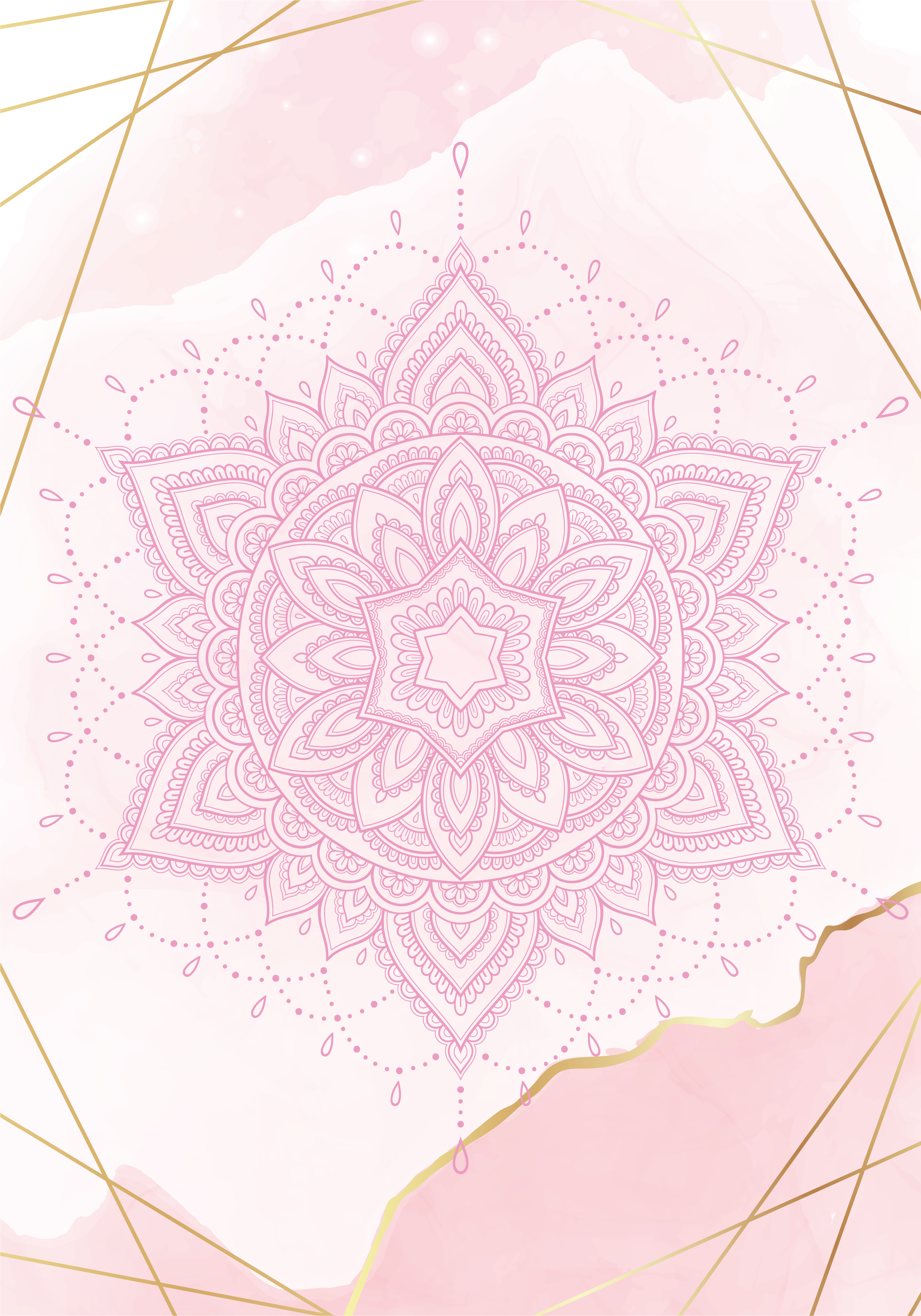 Poster zen mandala aquarelle rose - TenStickers