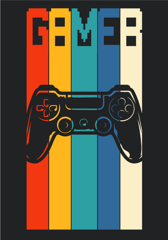 Poster gamer manette coloré - TenStickers
