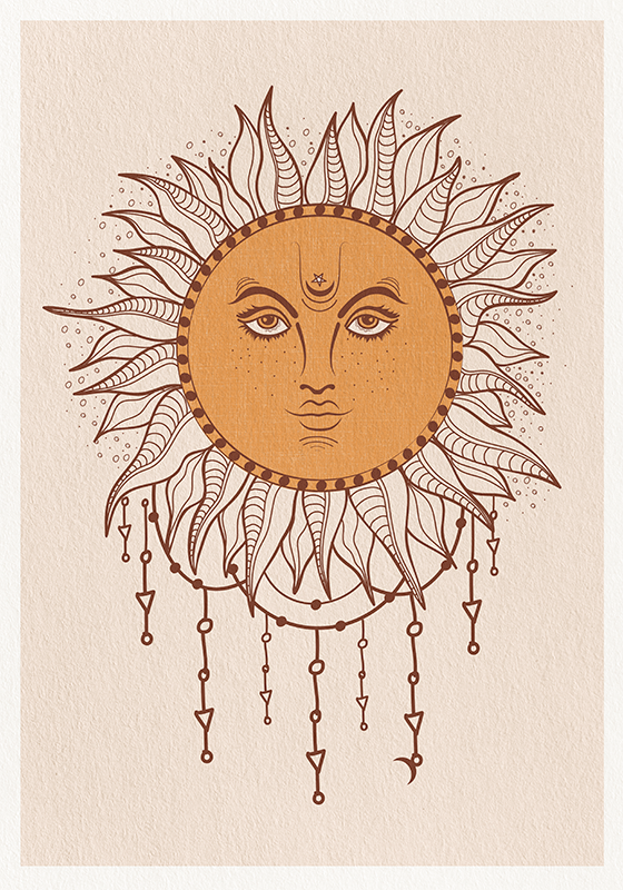 Poster motif soleil style boho - TenStickers