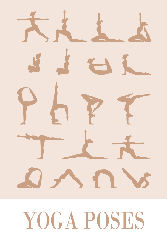 Poster style 20 postures de Yoga - TenStickers