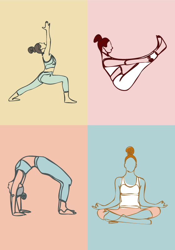 Poster 4 postures de Yoga - TenStickers