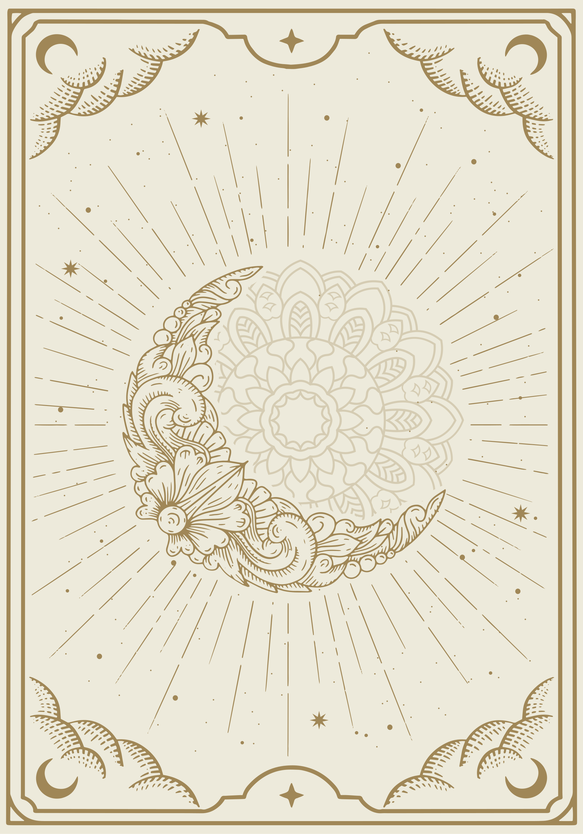 Poster Mandala avec la lune en motif - TenStickers
