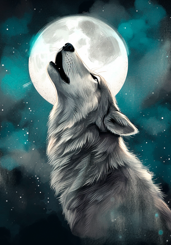 Poster d'un loup qui hurle - TenStickers