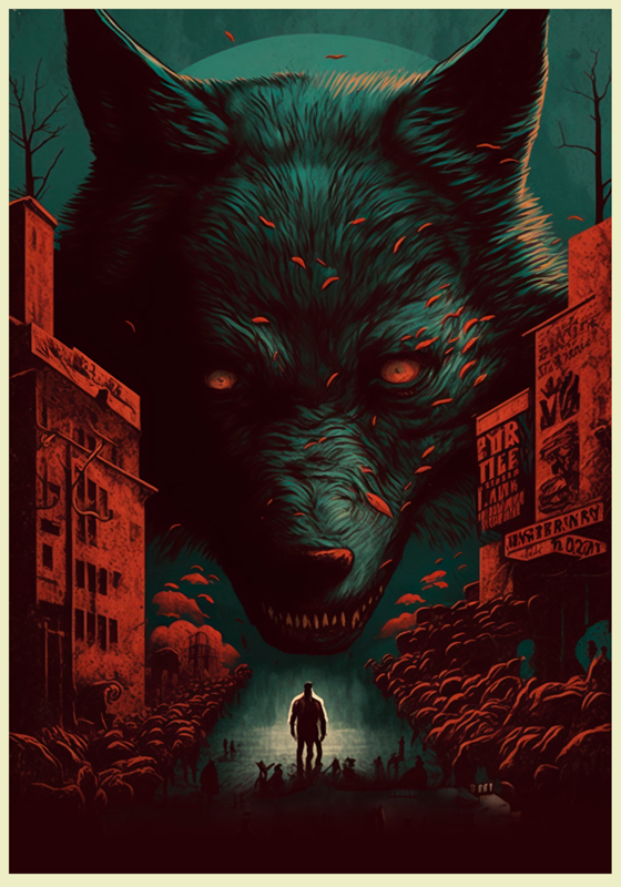Poster d'un loup style film - TenStickers