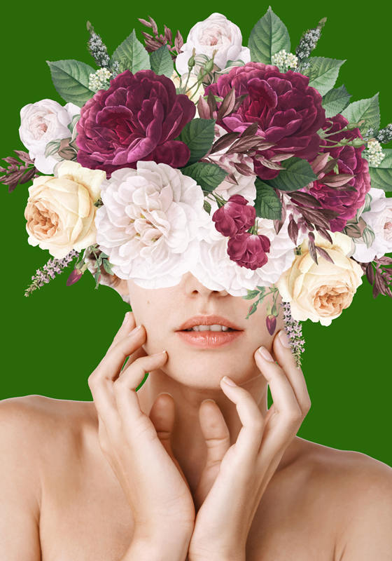 Poster portrait femme floral - TenStickers