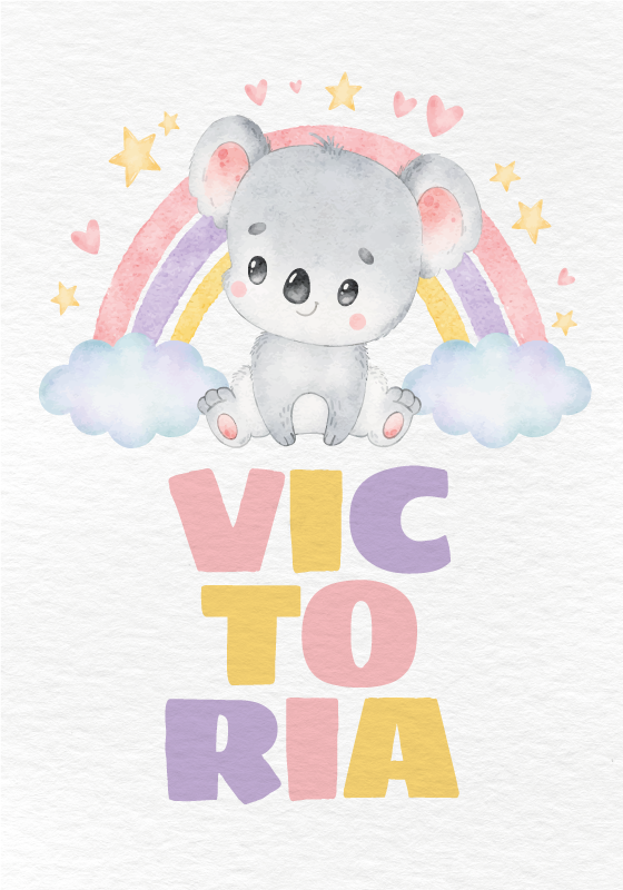 Poster chambre enfant koala et arc-en-ciel - TenStickers