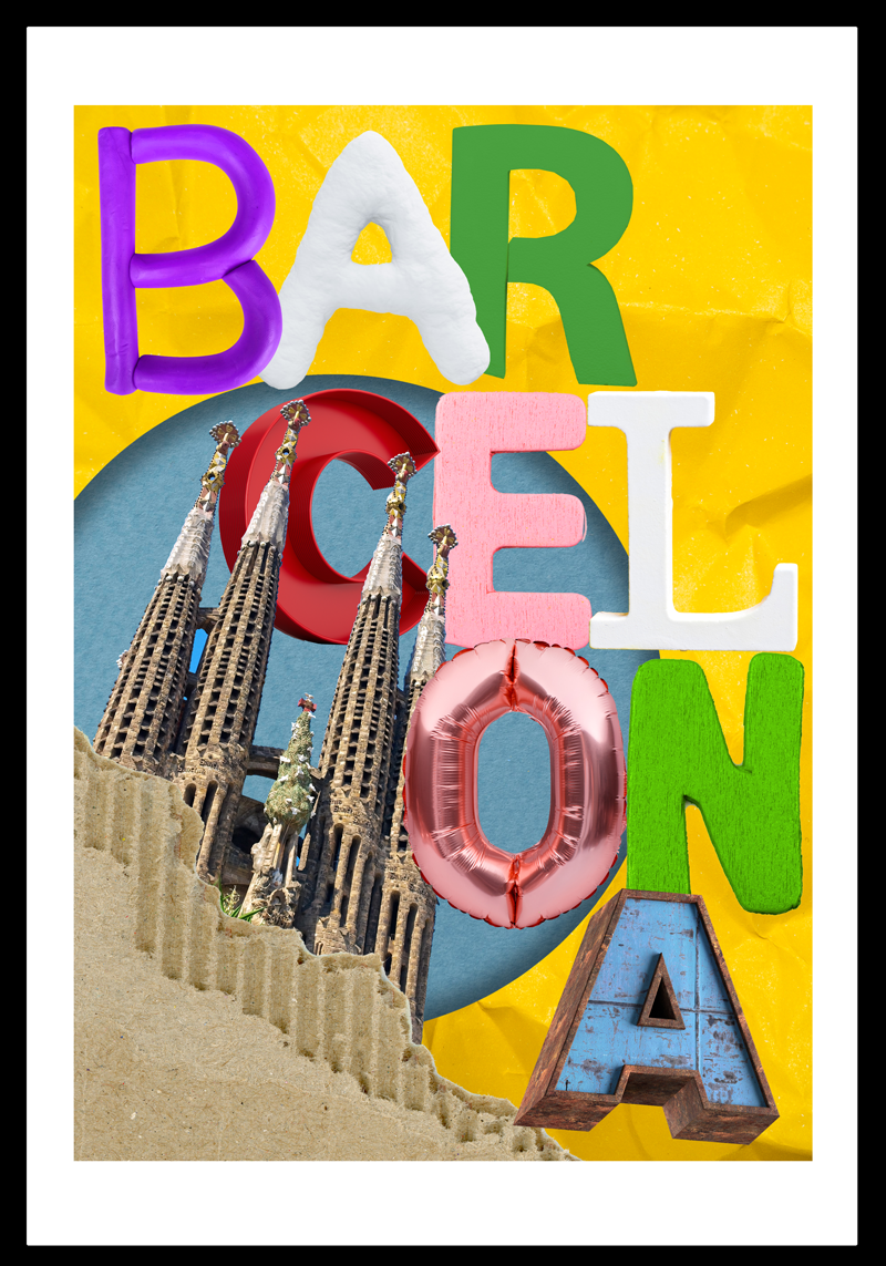 Poster salon moderne de Barcelone - TenStickers