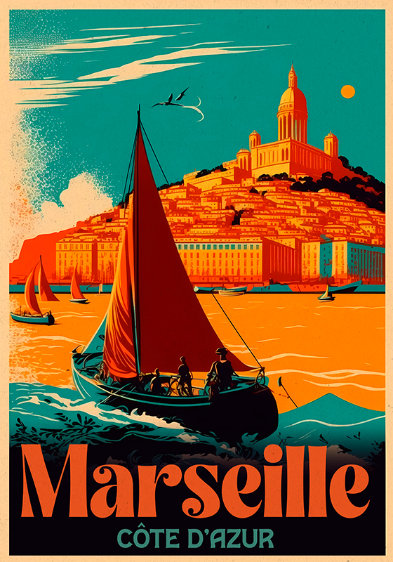 Poster Marseille style vintage - TenStickers