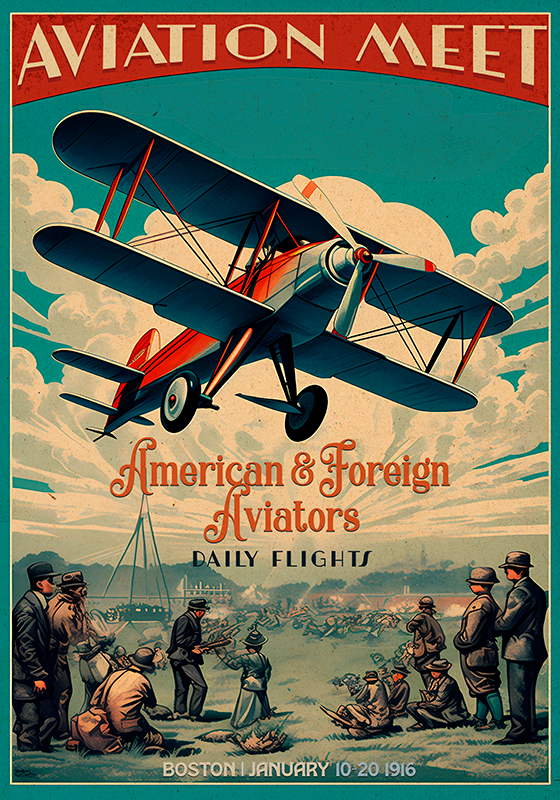 Poster vintage rencontre aéronautique - TenStickers