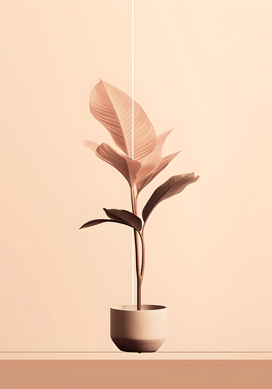 Poster minimaliste plante verticale aux couleurs beiges - TenStickers