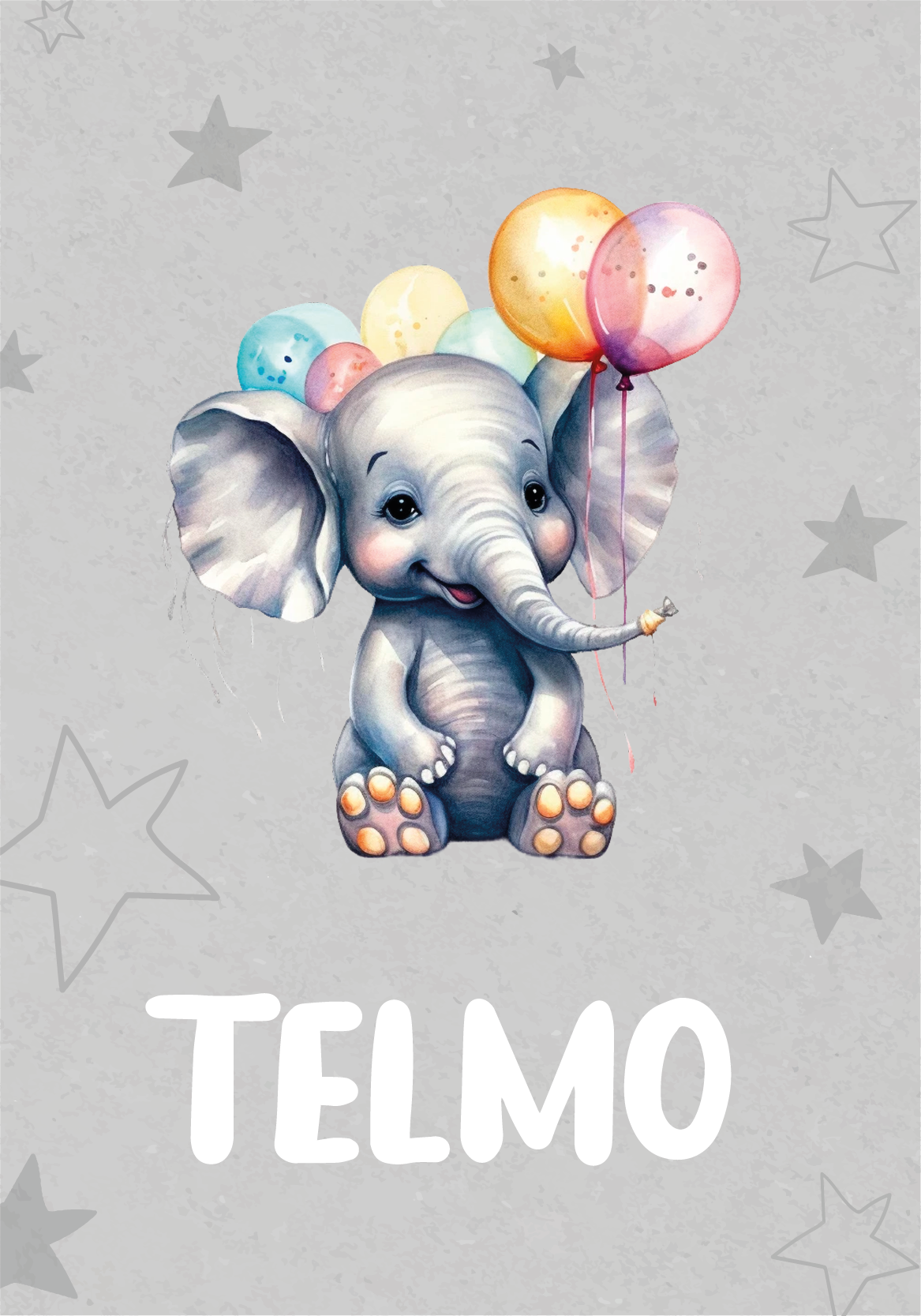 Affiche animal bébé éléphant avec ballons - TenStickers