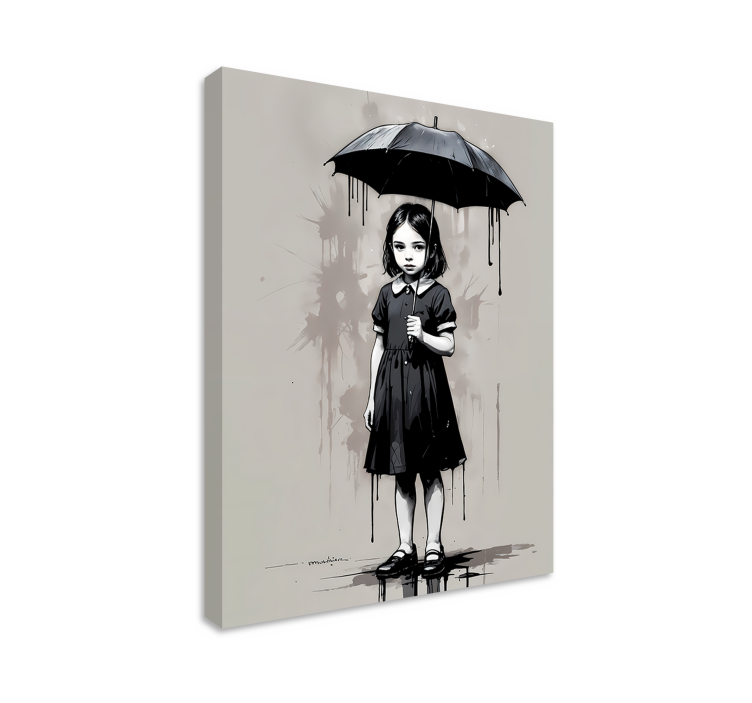 Tableau art fille au parapluie - TenStickers