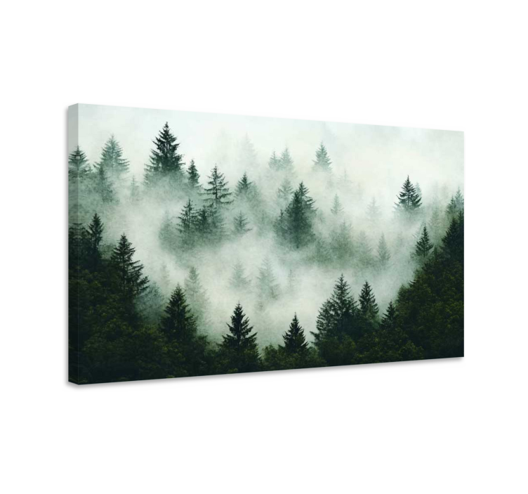 Tableau paysage forêt brumeuse - TenStickers
