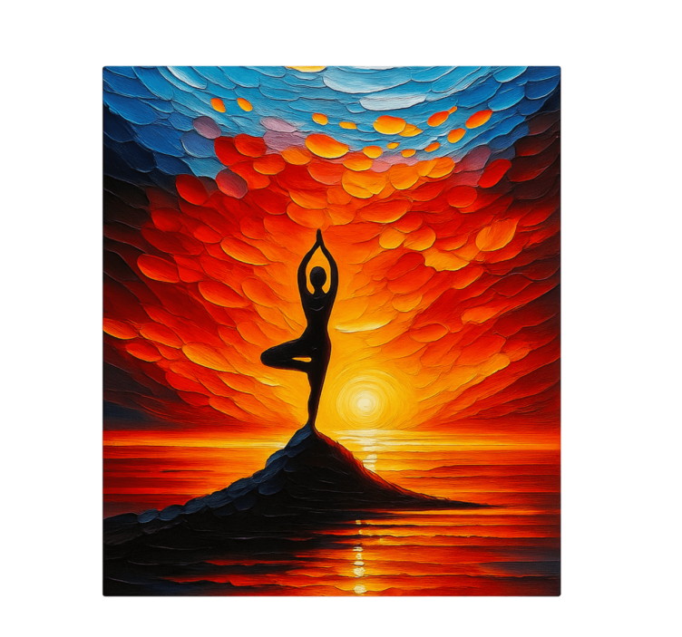 Tableau sports mosaïque de yoga avec soleil - TenStickers