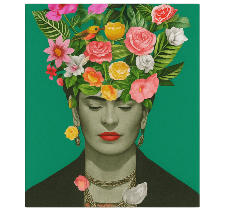Tableau art frida kahlo fleurs colorées - TenStickers