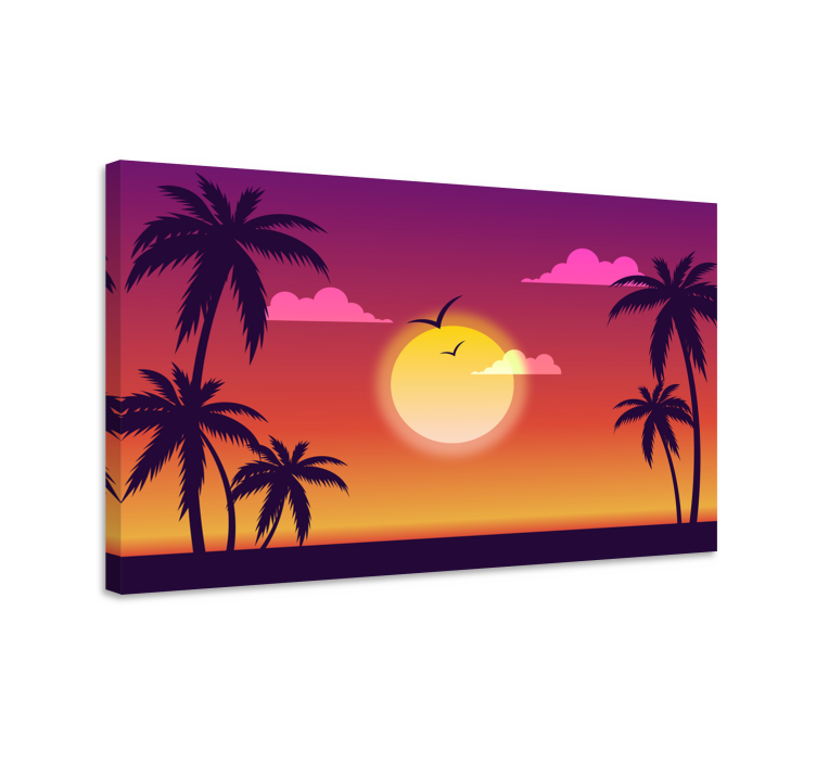 Tableau paysage scène de coucher de soleil tropical - TenStickers