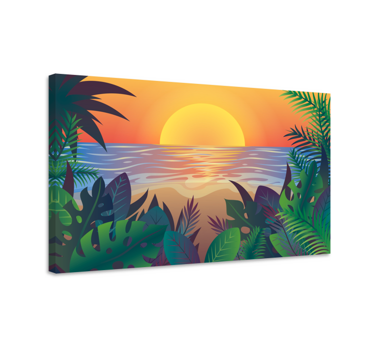 Tableau paysage coucher de soleil tropical - TenStickers