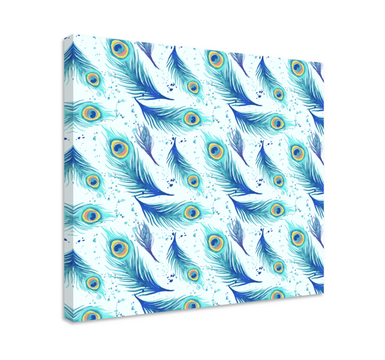 Tableau plume Plumas azules estilo acuarela - TenStickers