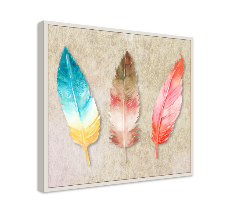 Tableau plumes trio de plumes colorées - TenStickers