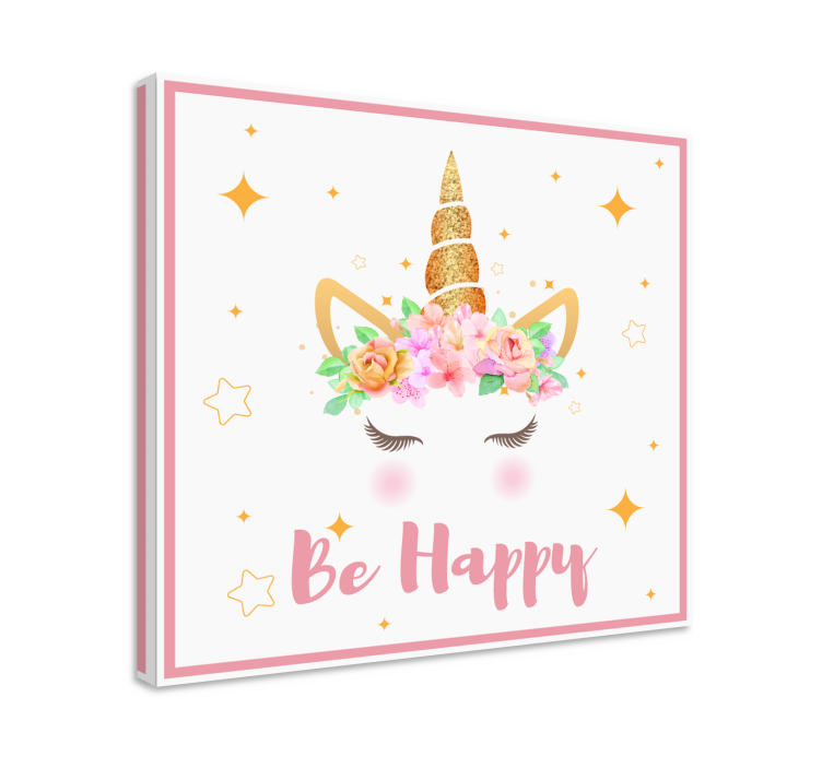 Tableau Phrase de licornes être heureux - TenStickers