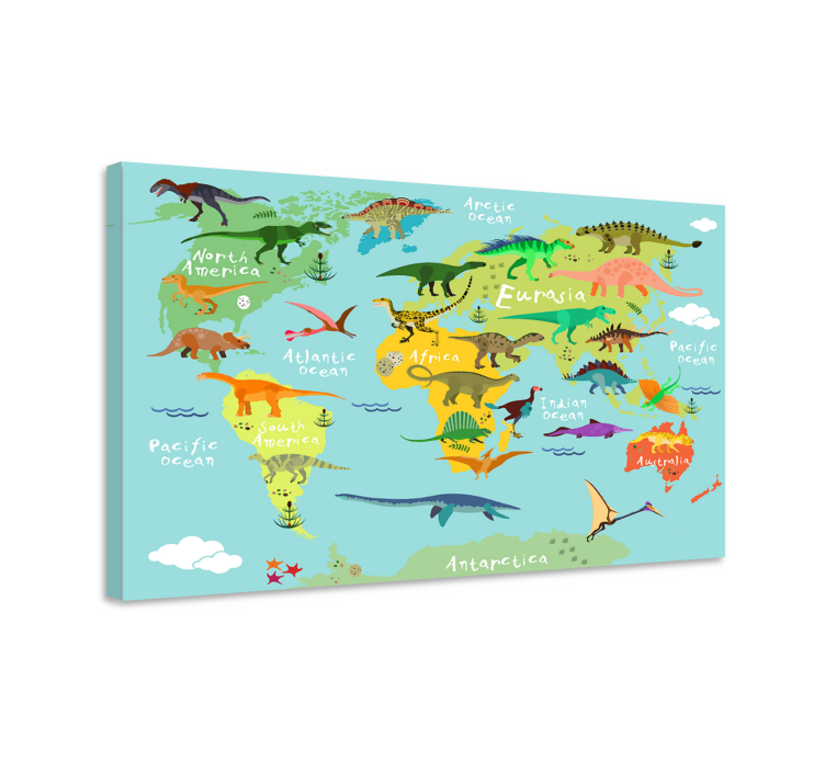 Tableau Carte du monde des dinosaures - TenStickers